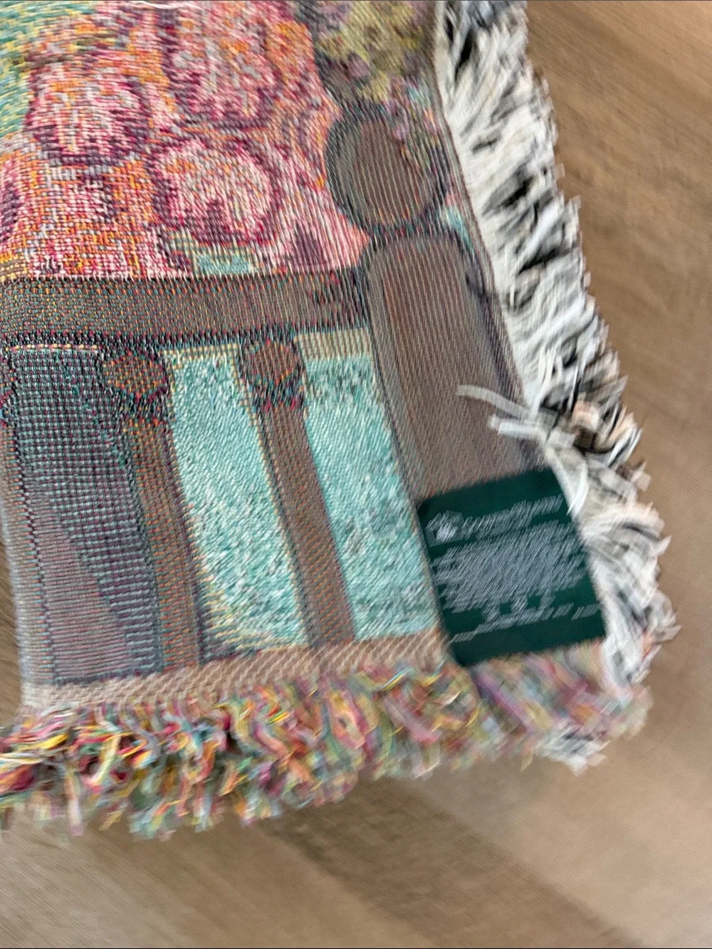 Cozy Porch Tapestry Throw Blanket with Floral and Wicker Chair Scene